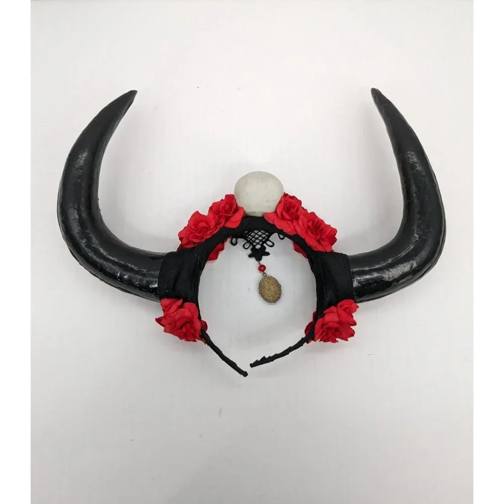 Gothic Antler Roses Skull Headband Hair Accessories Costume One Size Fit Most